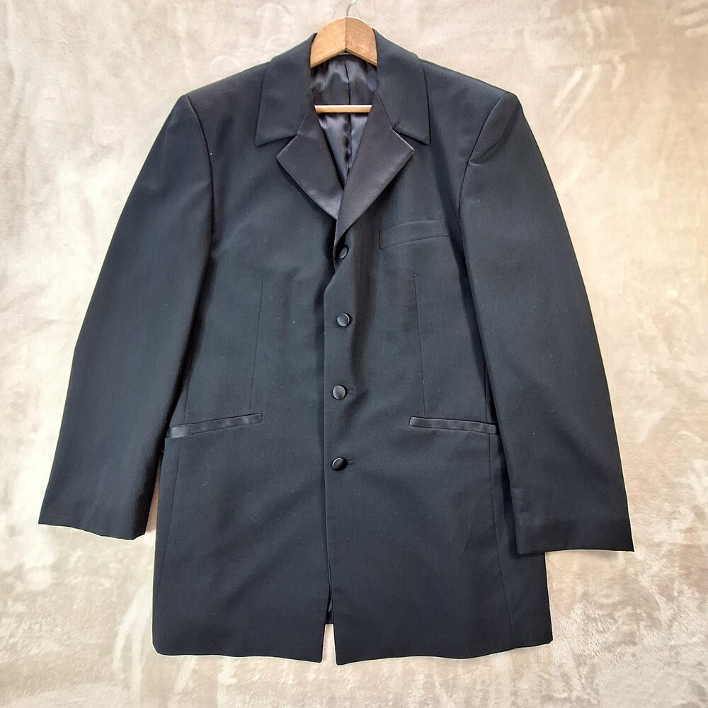 Fumagalli's Suit Jacket Mens 46 Long Black Wool Ventless 4 Btn Tuxedo Formal